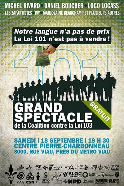 L'affiche du spectacle contre la loi 103